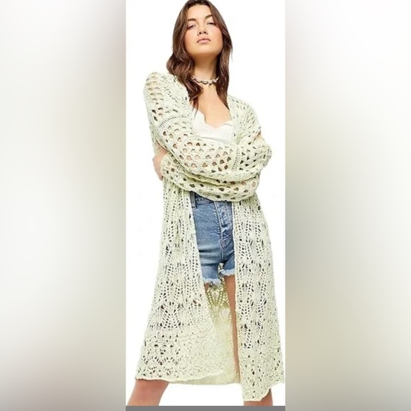 NWT Free People Sweet Talker Cardigan Small Honeydew Green $168 Retail Sweater - Picture 7 of 9